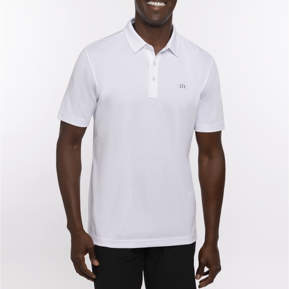 New Travis Mathew white tour guide golf polo shirt XXL